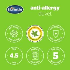 Silentnight Anti Allergy 4.5Tog Duvet - Single -Bed Linings Sales Store 1156317 R Z009A