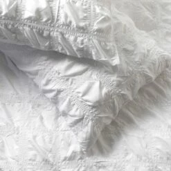 Habitat Seersucker Square White Bedding Set - Single -Bed Linings Sales Store 1232554 R Z003A