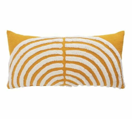 Habitat Geo Tufted Cushion - Yellow & White - 60x30cm -Bed Linings Sales Store 1240209 R Z001A