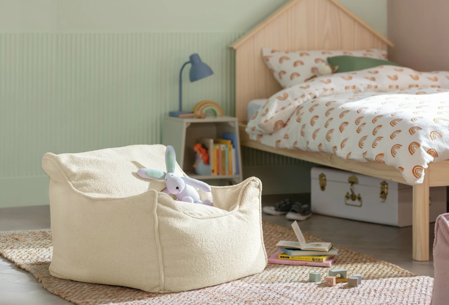 Habitat Kids Single Chair Boucle Bean Bag - Off White 1 Habitat Kids Single Chair Boucle Bean Bag - Off White