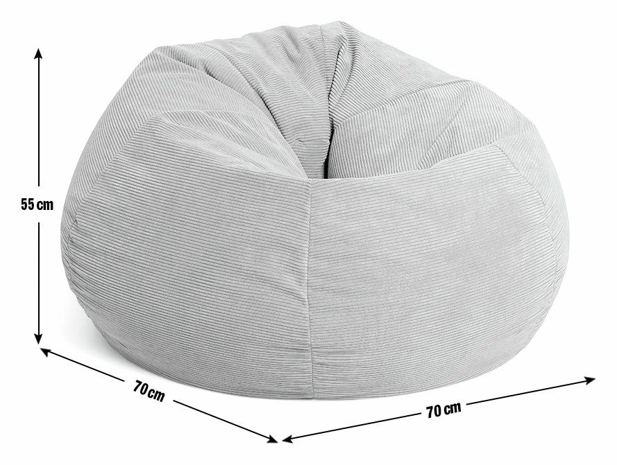Kaikoo Aryton Cord Beanbag - Grey 3 Kaikoo Aryton Cord Beanbag - Grey - Image 3