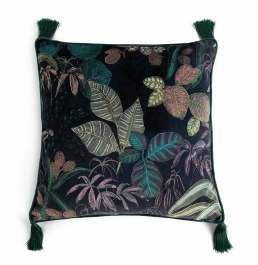 Habitat Botanical Print Velvet Cushion - Multi - 43x43cm -Bed Linings Sales Store 2062840 R Z001A