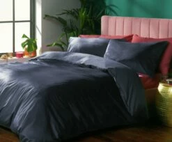 Habitat Plain Velvet Navy Bedding Set - Double -Bed Linings Sales Store 2063241 R Z004A