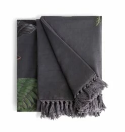 Habitat Graphic Palm Printed Throw - Black - 125X150cm