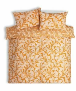 Habitat Cotton Linear Leaf Print Yellow Bedding Set- Single -Bed Linings Sales Store 2208972 R Z002A