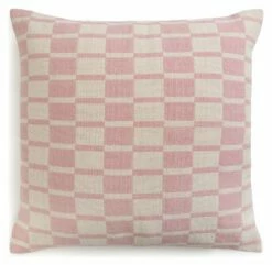 Habitat Checker Board Cushion - White & Pink - 43x43cm
