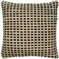 Habitat Jute Mono Check Cushion - Natural - 43X43cm