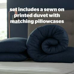 Silentnight Coverless 10.5Tog Navy Duvet &Pillowcase- Single -Bed Linings Sales Store 3032257 R Z003A