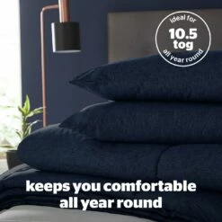 Silentnight Coverless 10.5Tog Navy Duvet &Pillowcase- Single -Bed Linings Sales Store 3032257 R Z006A