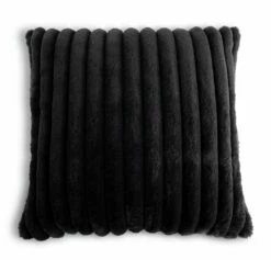 Habitat Ribbed Faux Fur Cushion - Charcoal - 50X50cm