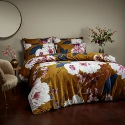 Paoletti Cotton Kyoto Floral 200TC Brown Bedding Set- Double -Bed Linings Sales Store 3066302 R Z003A