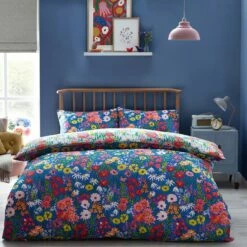 Furn Wild Meadow Floral Blue Bedding Set - Single -Bed Linings Sales Store 3066405 R Z003A