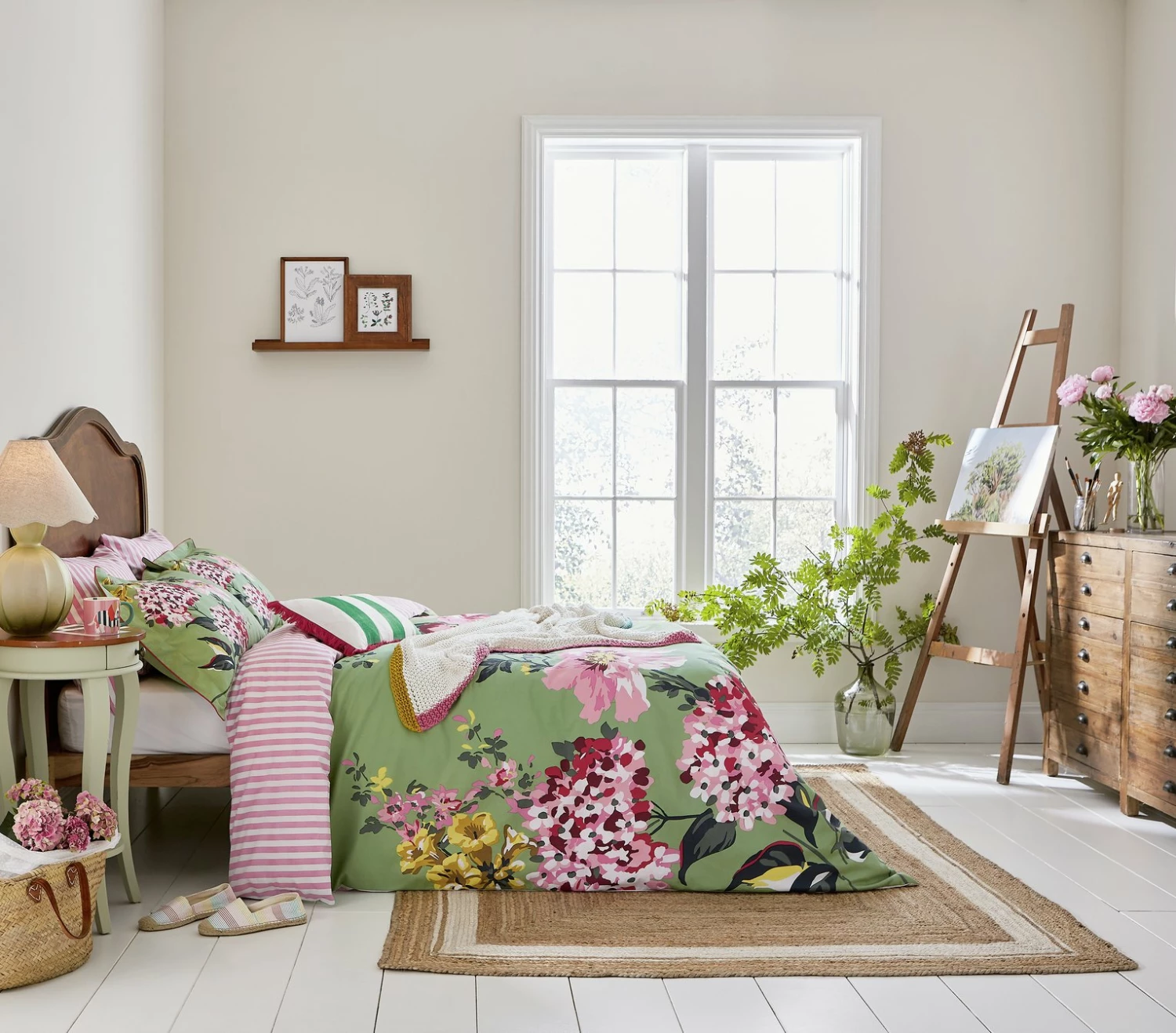 Joules Cotton Pheasant Floral Green Bedding Set - Single 2 Joules Cotton Pheasant Floral Green Bedding Set - Single - Image 2