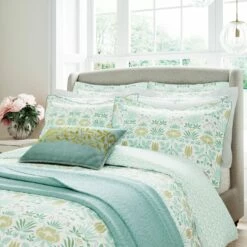V&A Cotton 200TC Voysey Anselm Aqua Bedding Set - Double