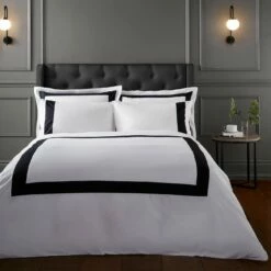 Bianca Cotton 180 TC Tailored Black Bedding Set - Double