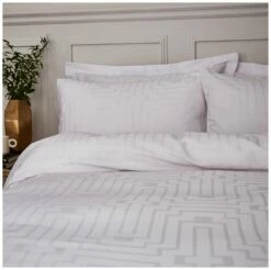 Bianca Cotton 180 TC Geometric White Bedding Set - Double -Bed Linings Sales Store 3080412 R Z005A