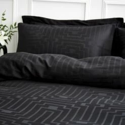 Bianca Cotton 180 TC Geometric Black Bedding Set - Double -Bed Linings Sales Store 3080450 R Z003A