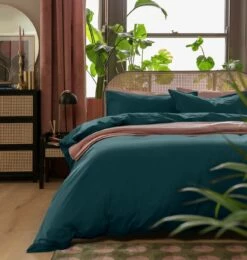 Habitat Linen Look Cotton Plain Teal Bedding Set - Single