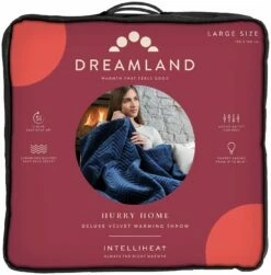 Dreamland Deluxe Velvet Royal Blue Heated Throw - Large