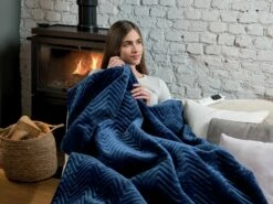 Dreamland Deluxe Velvet Royal Blue Heated Throw - Large -Bed Linings Sales Store 3340901 R Z003A