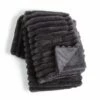 Habitat Ribbed Faux Fur Throw - Charcoal - 125X150cm