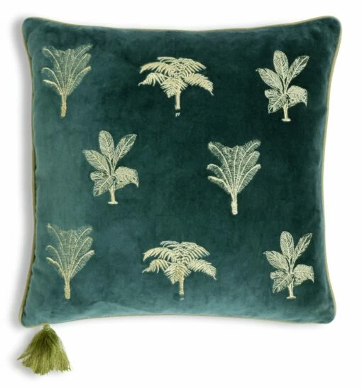 Habitat Embroidered Palm Cushion - Green -43X43cm -Bed Linings Sales Store 3989290 R Z001A