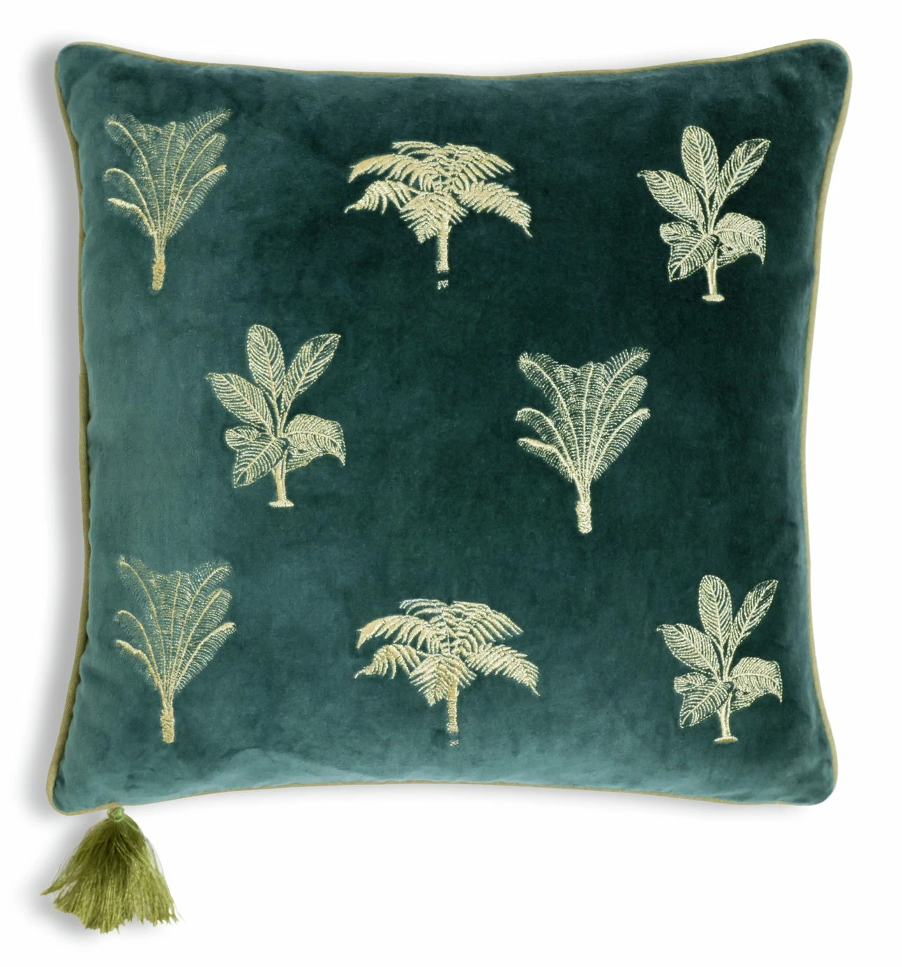 Habitat Embroidered Palm Cushion - Green -43X43cm 1 Habitat Embroidered Palm Cushion - Green -43X43cm