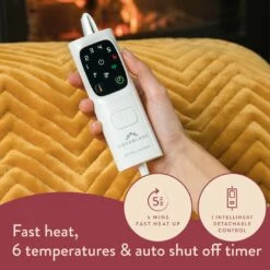 Dreamland Deluxe Velvet Mustard Heated Throw - Large -Bed Linings Sales Store 4844994 R Z004A