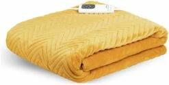 Dreamland Deluxe Velvet Mustard Heated Throw - Large -Bed Linings Sales Store 4844994 R Z009A