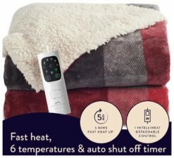 Dreamland Sherpa Tartan Reversible Overblanket -Bed Linings Sales Store 4883333 R Z005A