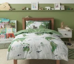 Habitat Kids Cotton World Map Print Bedding Set - Toddler