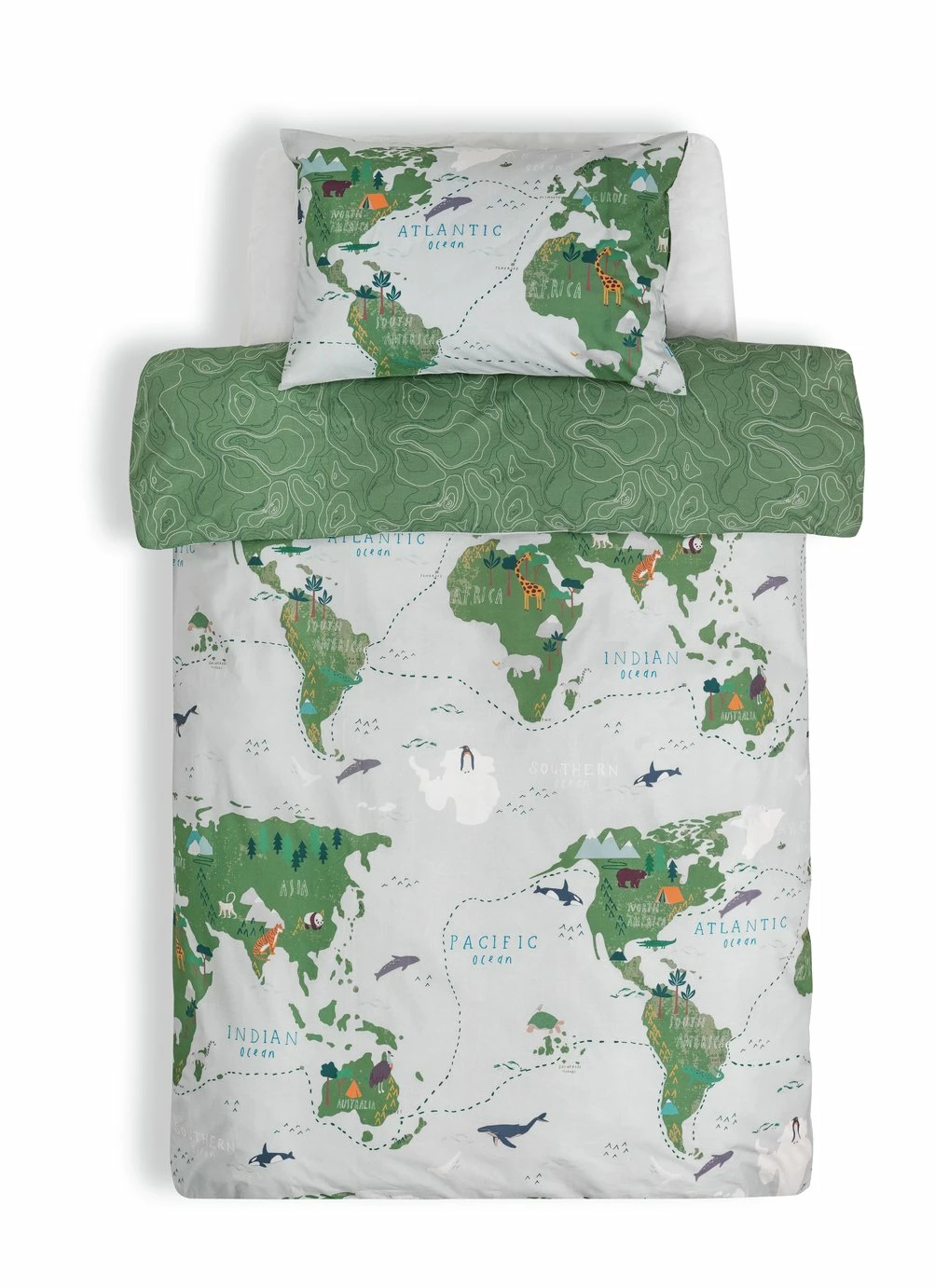 Habitat Kids Cotton World Map Print Bedding Set - Toddler 3 Habitat Kids Cotton World Map Print Bedding Set - Toddler - Image 3