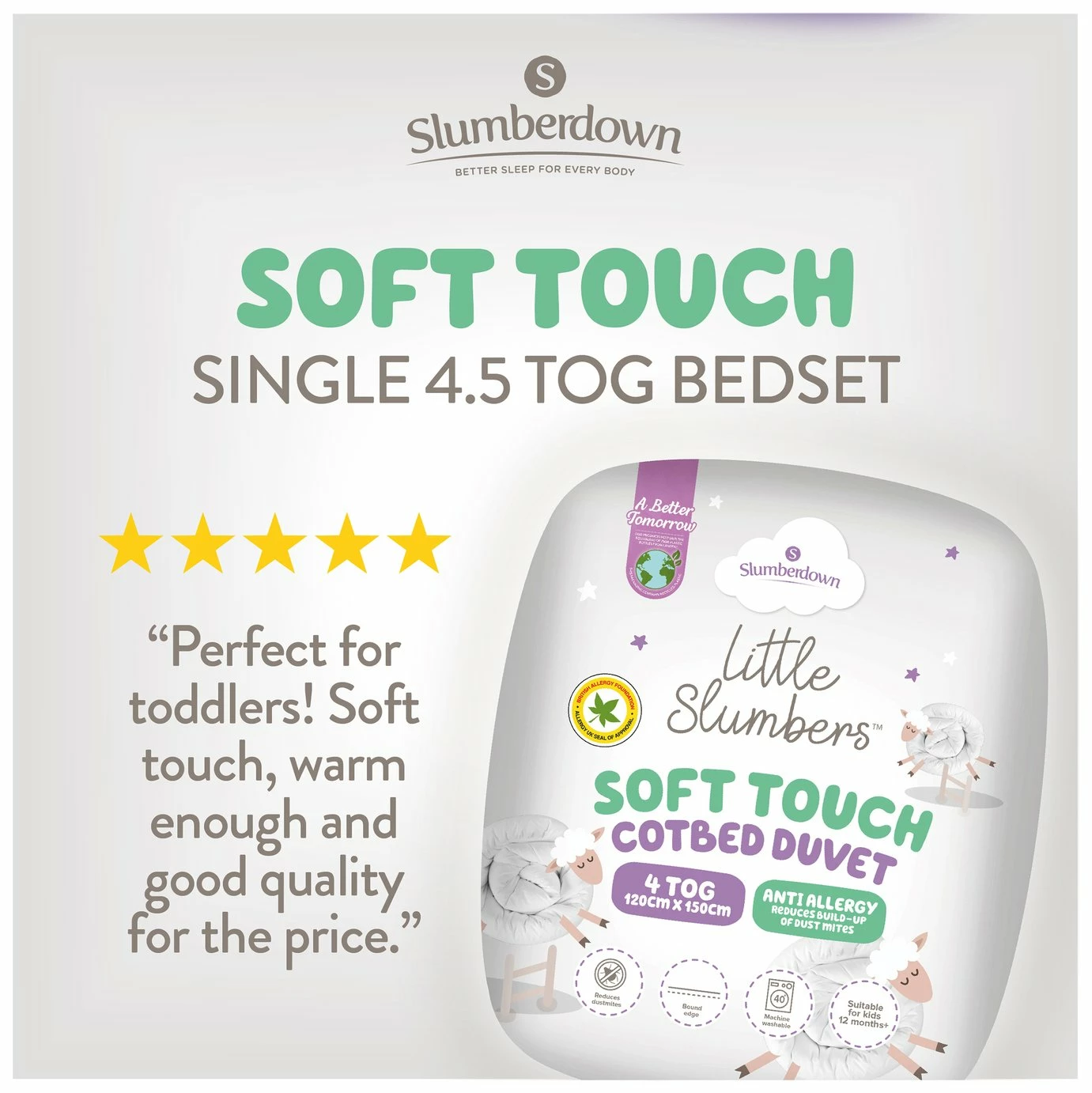 Slumberdown Anti Allergy 4 Tog Kids Duvet - Toddler 2 Slumberdown Anti Allergy 4 Tog Kids Duvet - Toddler - Image 2