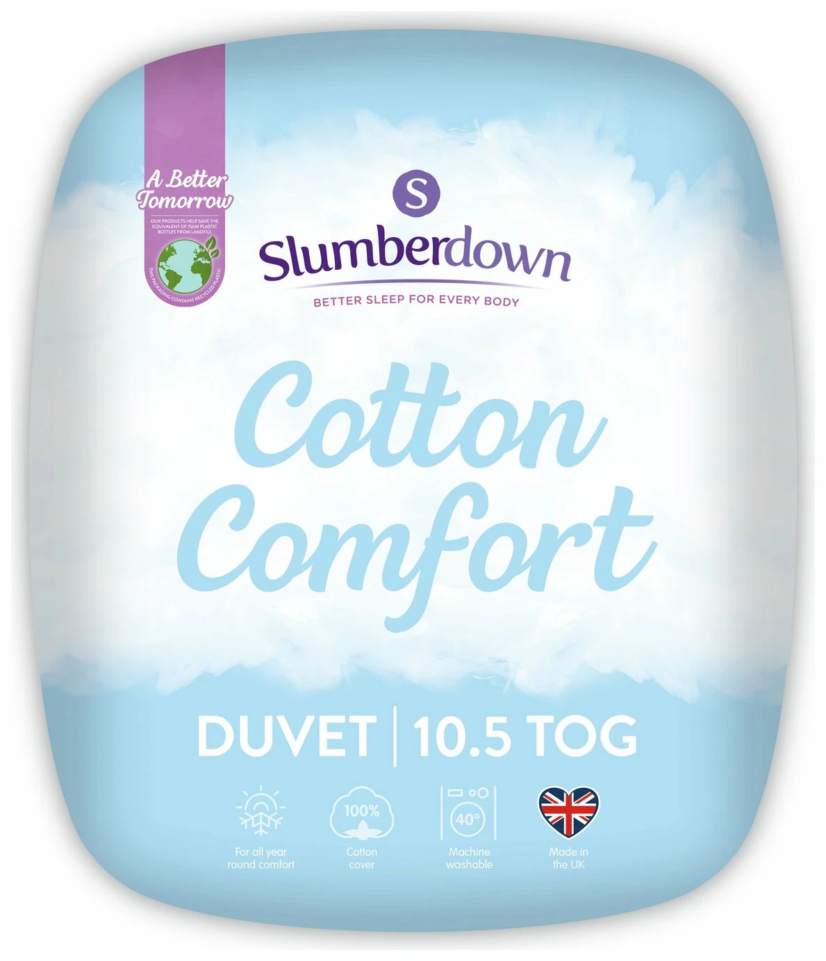 Slumberdown Cotton Comfort 10.5 Tog Duvet - Single 1 Slumberdown Cotton Comfort 10.5 Tog Duvet - Single