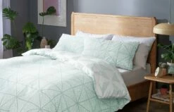 Habitat Stockholm Diamond Dash Duck Egg Bedding Set - Single -Bed Linings Sales Store 8277385 R Z005A