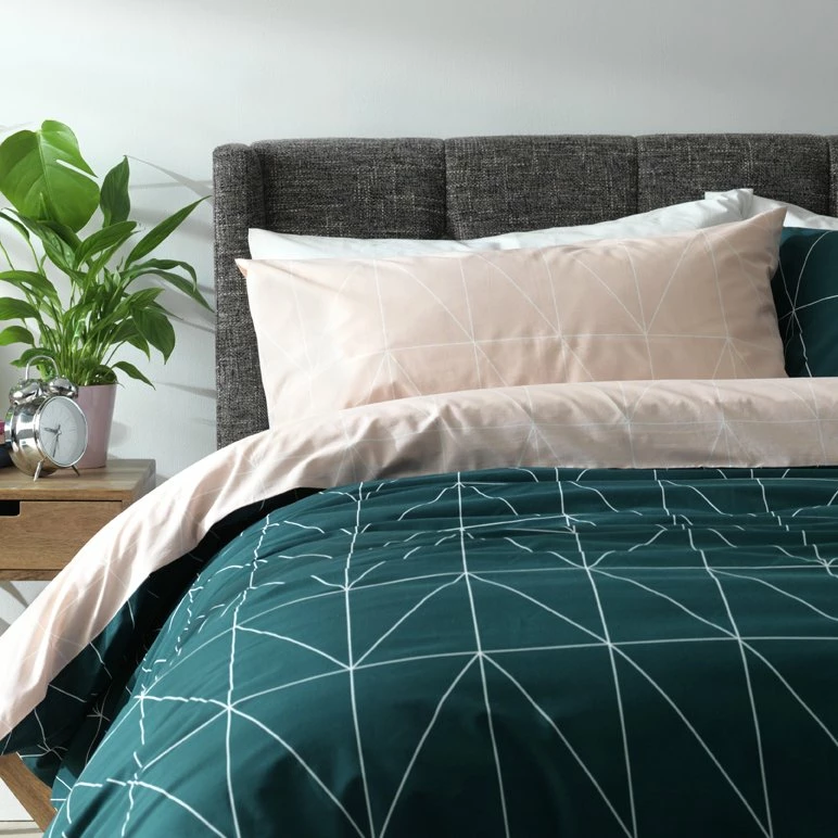Habitat Geo Teal & Blush Reversible Bedding Set - Single 1 Habitat Geo Teal & Blush Reversible Bedding Set - Single