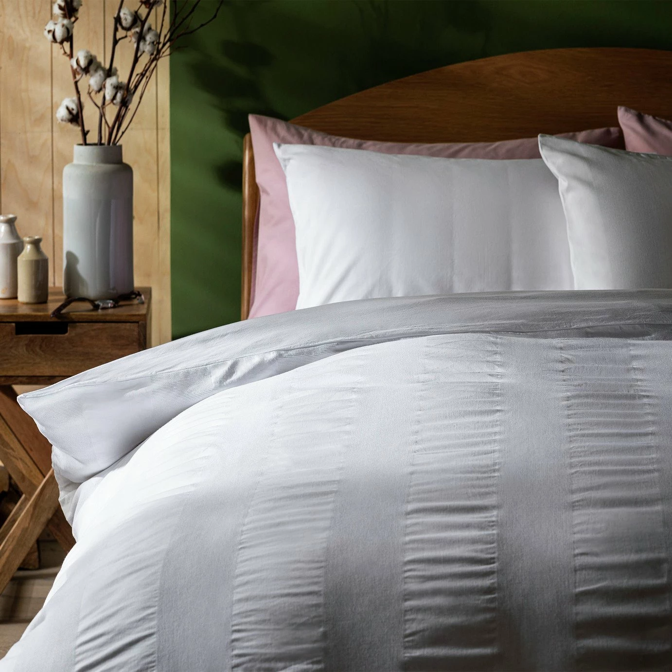 Habitat Cotton 300TC Waffle Striped White Bedding Set-Double 1 Habitat Cotton 300TC Waffle Striped White Bedding Set-Double