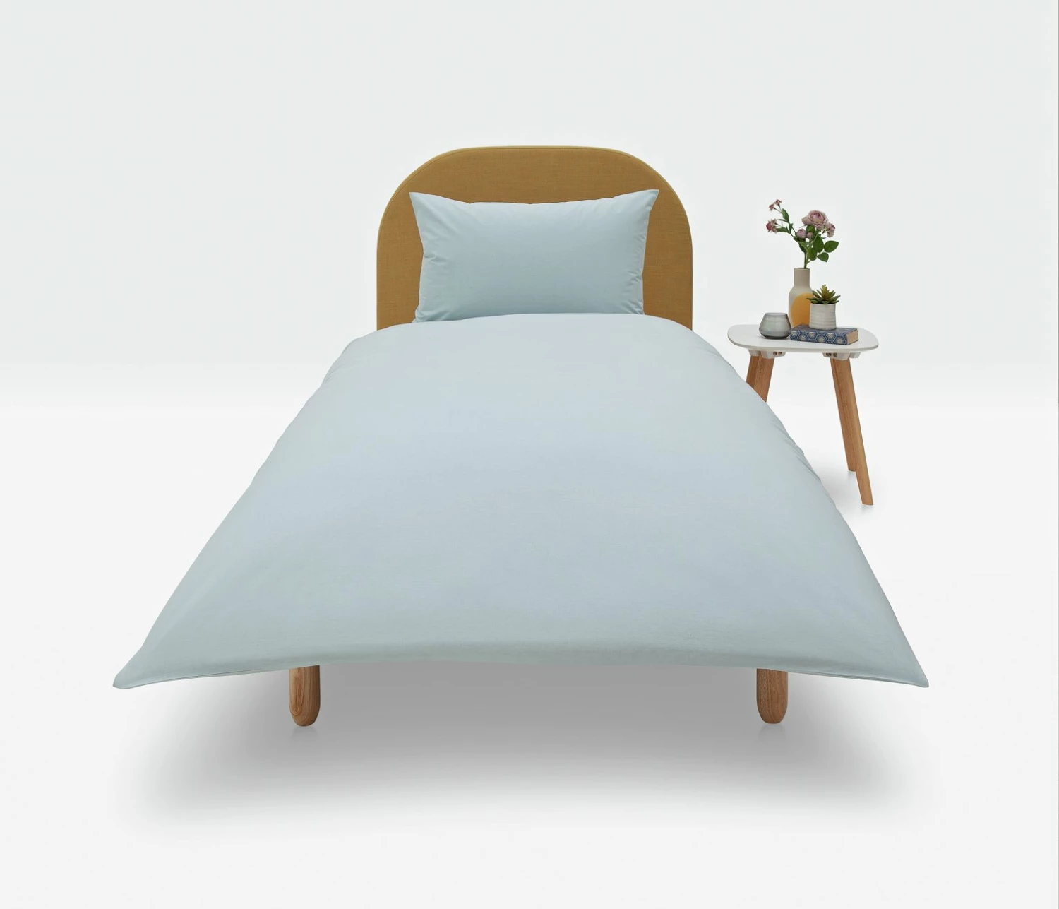 Habitat Cotton Rich Plain Duck Egg Bedding Set - Single 2 Habitat Cotton Rich Plain Duck Egg Bedding Set - Single - Image 2
