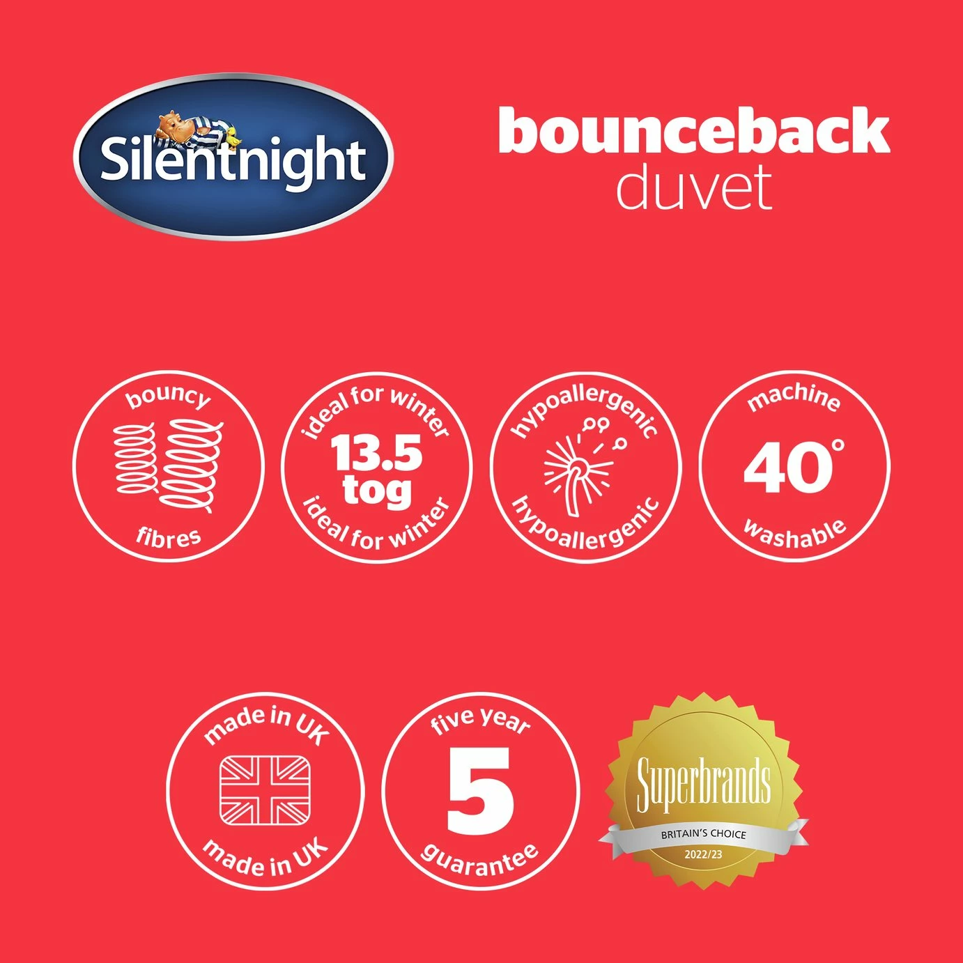 Silentnight Bounceback 13.5 Tog Duvet - Single 8 Silentnight Bounceback 13.5 Tog Duvet - Single - Image 8