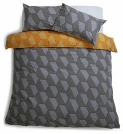 Habitat Industrial Geo Grey Reversible Bedding Set - Single -Bed Linings Sales Store 9281318 R Z002A