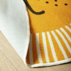 Habitat Kids Lion Face Circle Rug - Yellow - 100x100cm -Bed Linings Sales Store 9338065 R Z003C