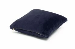 Habitat Plain Faux Fur Cushion - Navy - 43x43cm -Bed Linings Sales Store 9393804 R Z003A