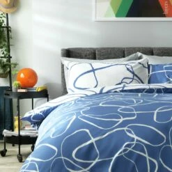 Habitat Linear Pebbles Blue & White Bedding Set - Single -Bed Linings Sales Store 9441938 R Z005A