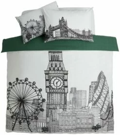 Habitat London Skyline Print Black &White Bedding Set-Single -Bed Linings Sales Store 9511026 R Z002A