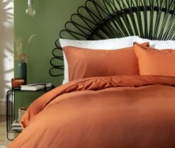 Habitat Cotton Linen Plain Rust Bedding Set - Double -Bed Linings Sales Store 9513914 R Z004A