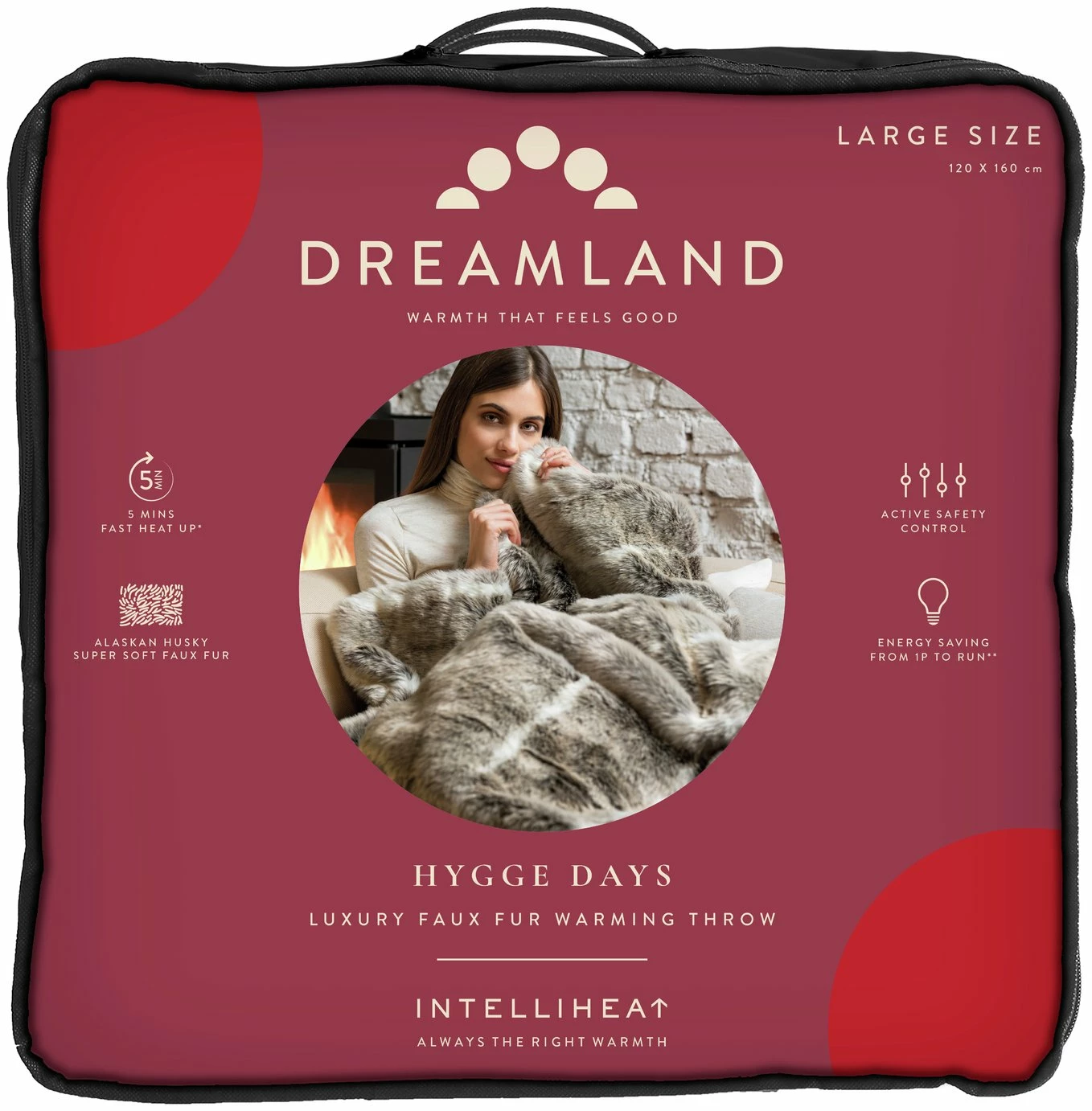 Dreamland Luxury Faux Fur Husky Heated Throw - Large 1 Dreamland Luxury Faux Fur Husky Heated Throw - Large