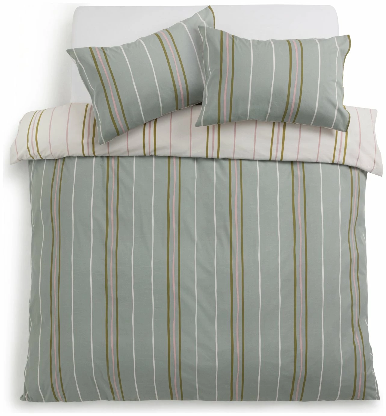 Habitat 180TC Sage Stripe Green Bedding Set - Single 5 Habitat 180TC Sage Stripe Green Bedding Set - Single - Image 5