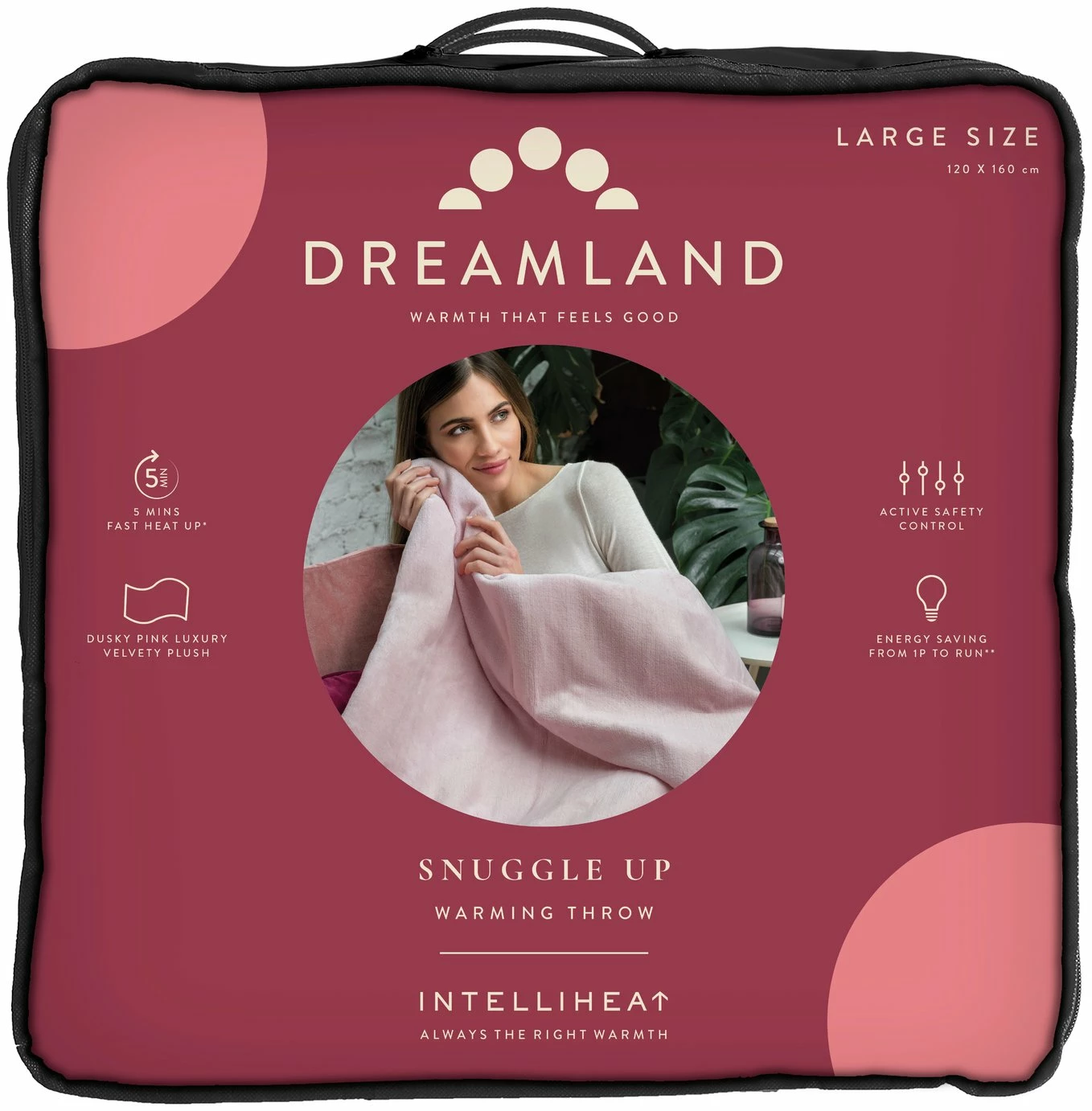 Dreamland Snuggle Up Pink Heated Throw - Large 1 Dreamland Snuggle Up Pink Heated Throw - Large