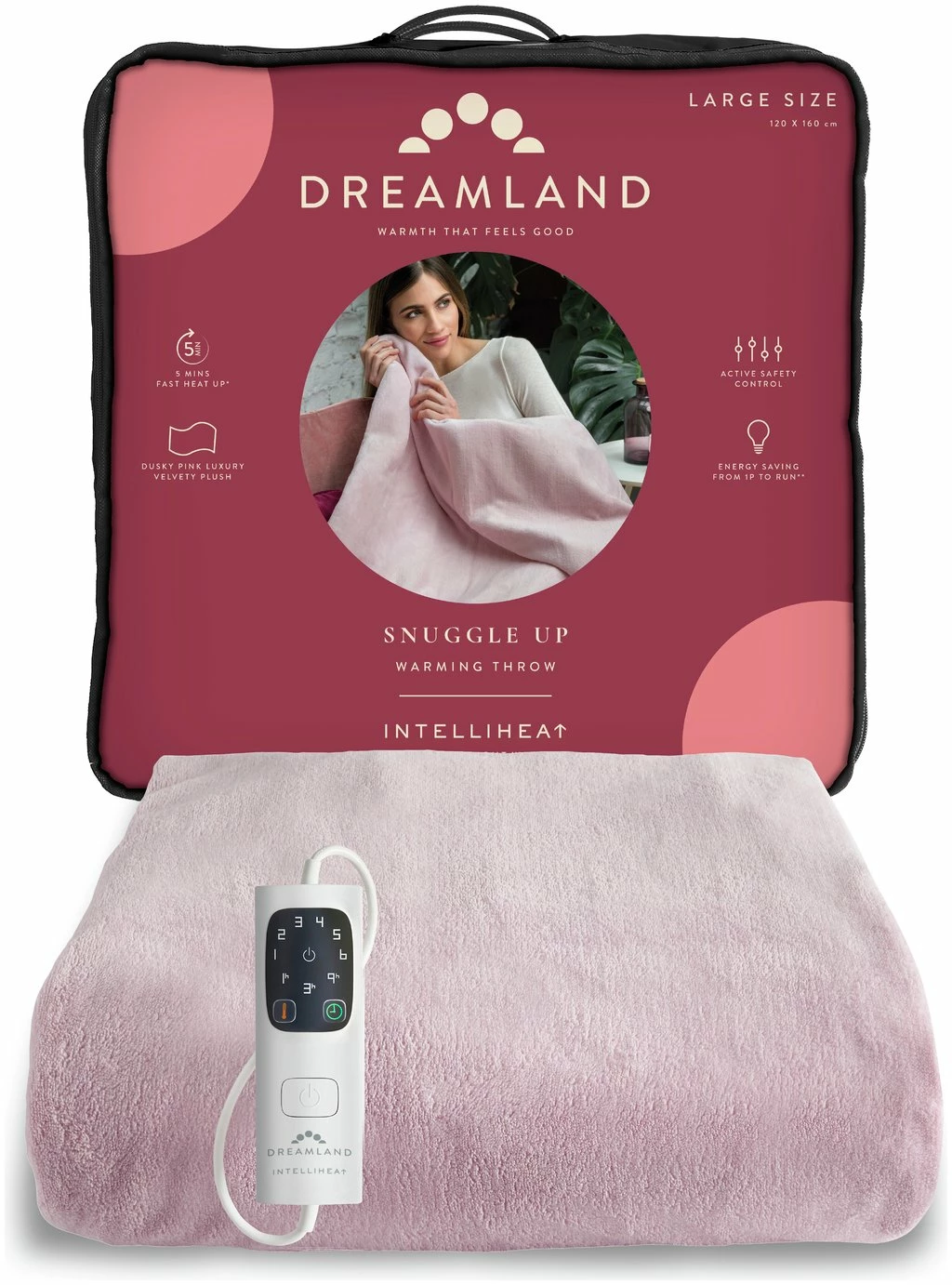 Dreamland Snuggle Up Pink Heated Throw - Large 7 Dreamland Snuggle Up Pink Heated Throw - Large - Image 7