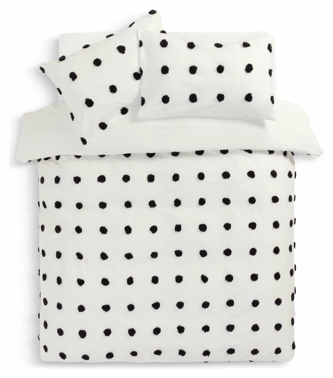Habitat Cotton Tufted Spot White & Black Bedding Set -Single 3 Habitat Cotton Tufted Spot White & Black Bedding Set -Single - Image 3